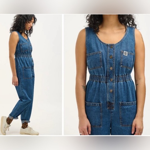 Lucy & Yak Pants - NWT Lucy & Yak Juni Jumpsuit Organic Denim Mid Wash Blue Size UK20 US16 EU48